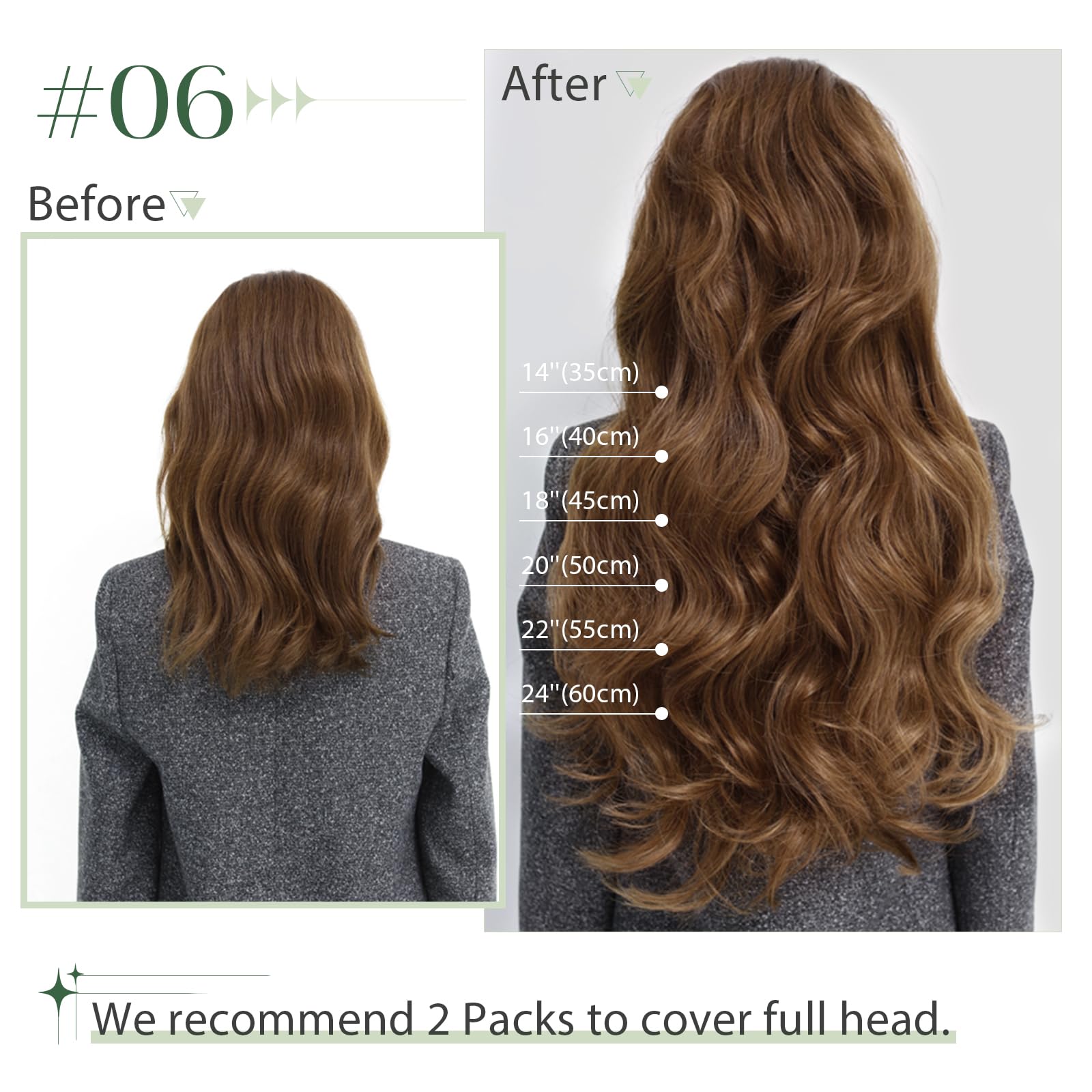 TESS Human Hair Extensions Clip in Real Hair Brown Remy 5 Pieces Straight Natural Hairpieces for Women/Girls (#06 Light Brown - Image 4