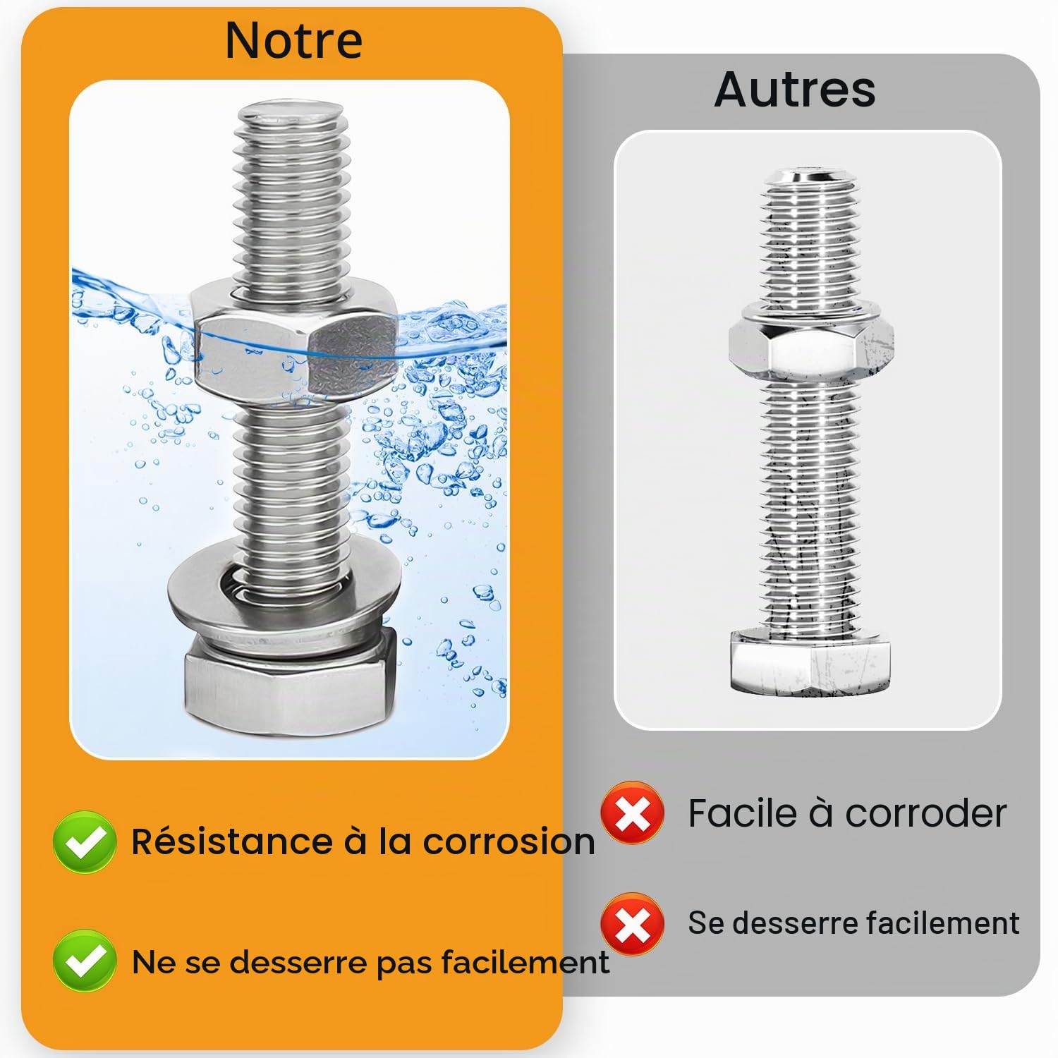 Lot de 2 boulons de fixation M16 x 55 mm pour boule de remorquage haute résistance M16