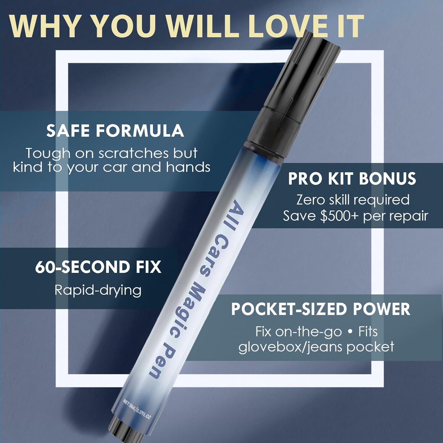 All Cars Magic Pen for Car Scratches, Quick & Easy Fix Touch Up Paint Pen with Long-Lasting Waterproof Protection, Car Paint Scratch Remover Pen for All Color, 2-Pack Value Set - Image 3