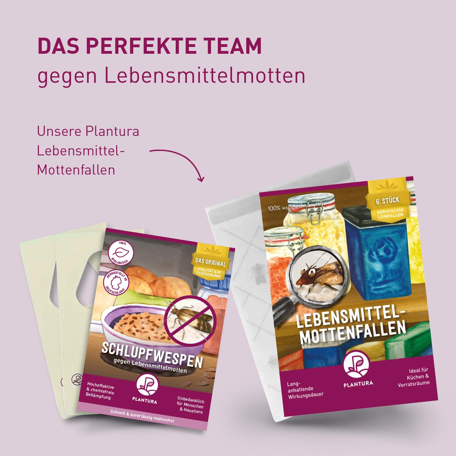 Plantura Schlupfwespen gegen Lebensmittelmotten, Komplett-Lösung mit 9 Karten (3 Karten à 3 Lieferungen) - hochwirksame & nachhaltige Bekämpfung, Alternative zu Mottenkugeln
