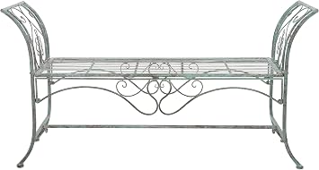 SAFAVIEH Outdoor Collection Adina Victorian Antique Dark Green Wrought Iron 51-inch Wide Garden Bench