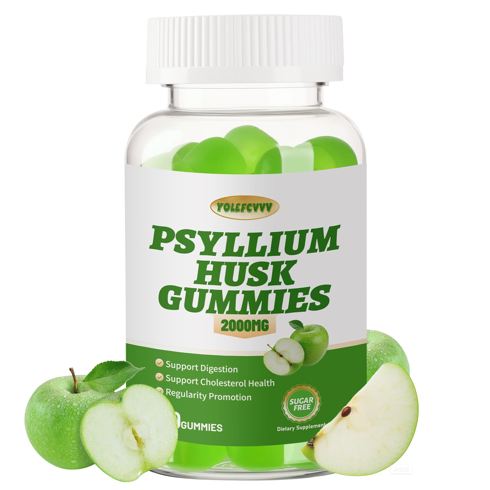 Yolefcvvv Suplemento de Fibras de Psyllium 2000 mg, 60 gomas