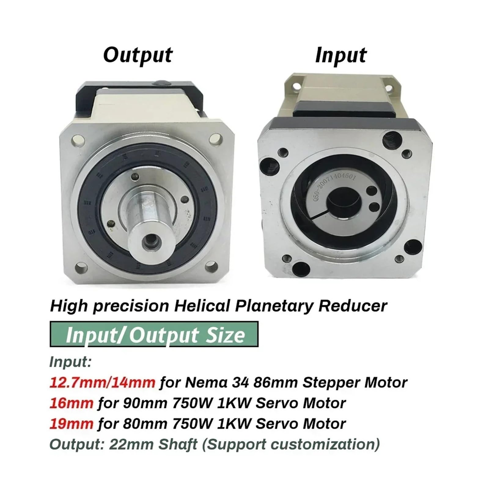 Planetengetriebe für Nema34-Motor, Eingang 12,7/14/19 mm, für Schrittmotor 90, 750 W, 1 kW, 86 (14 mm Eingang, 0.4173611111111111111)