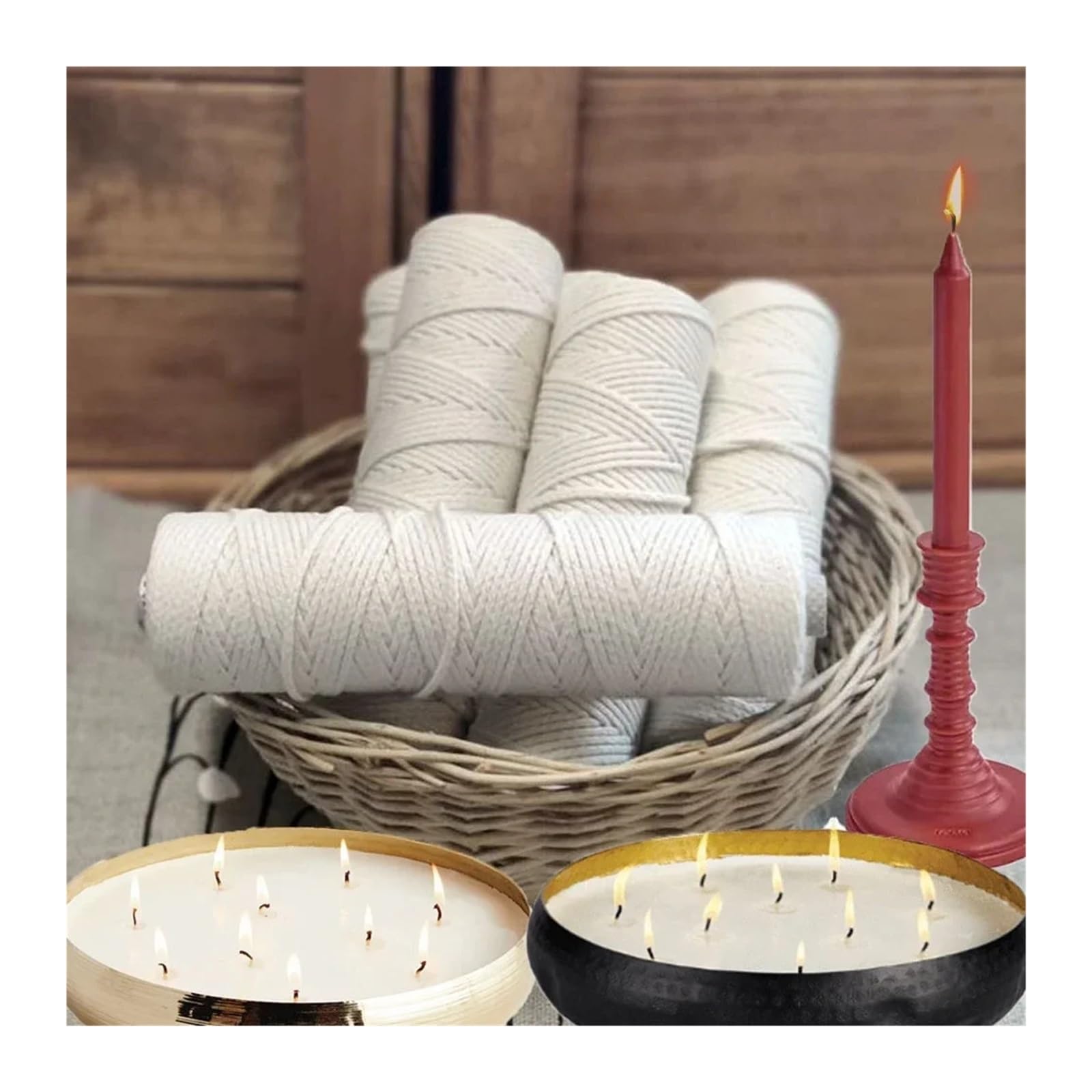 Kerzendocht 100 M/Rolle Kerzendocht-Herstellungsset, Dochte for Heimwerker, Handgefertigte Geschenke for Enthusiasten(30strand Cotton Wick)