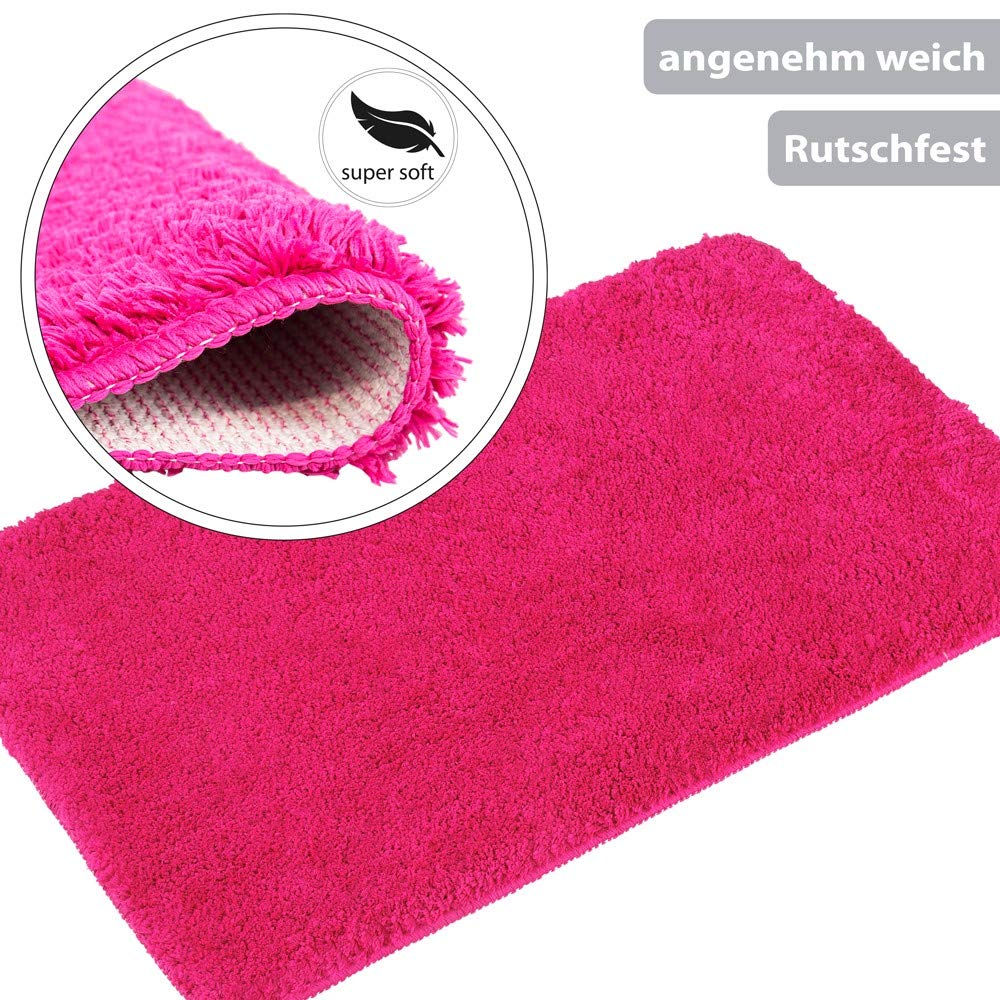 PANA® 'Florence' Ensemble de tapis de bain • Tapis moelleux pour salle de bain et WC • Tapis de bain lavables et antidérapants • Set : 45 x 45 cm avec découpe WC 50 x 80 cm + 60 x 100 cm • Couleur :
