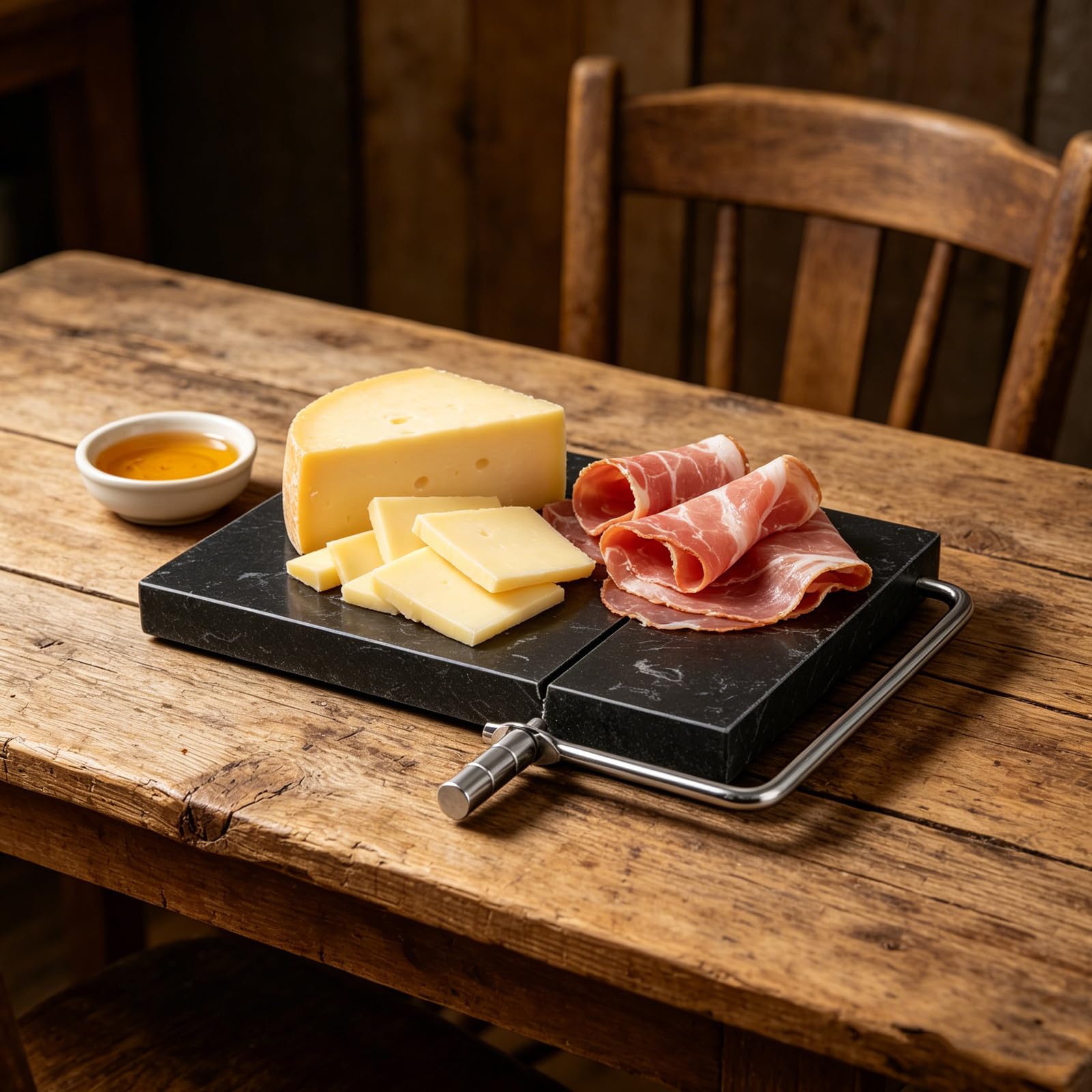 Multifunktionaler Käseschneider aus Edelstahl mit Marmoroptik Saubere Scheiben und Sicherer Halt für Käse Schinken und Gemüse bei Picknick oder Sandwichzubereitung Größe