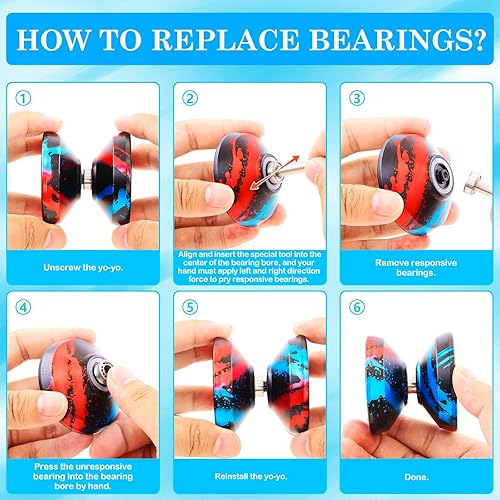 Miniatura 8 de YOYOSTUDIO Yoyo T16 Yoyo profesional sensible para niños de 8 a 12 años o más Yo Yo que no responde para adultos y niños, Yoyos de metal con kit de