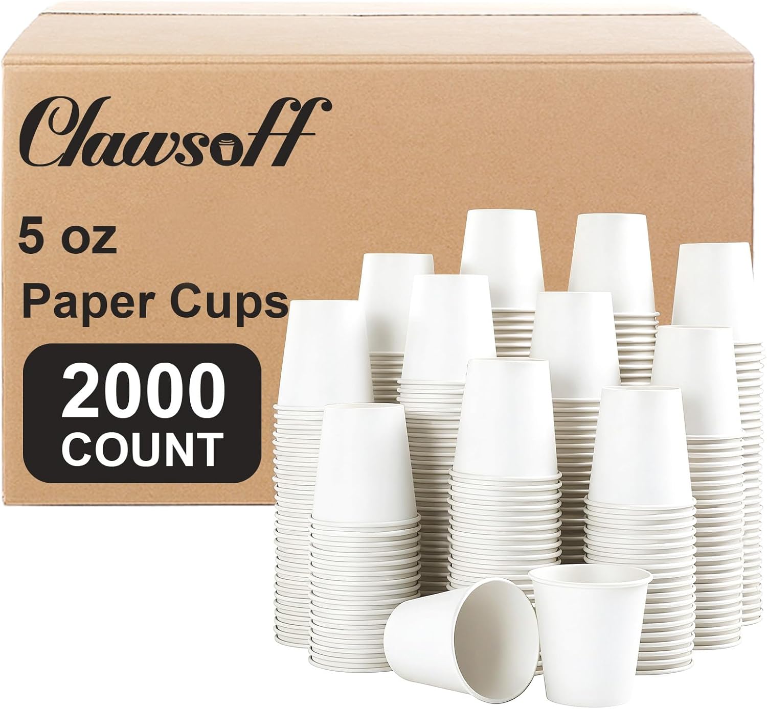 Clawsoff 2000 Count 5 oz Bathroom Cups, 5 oz Disposable Paper Cups, Small Mouthwash Cup, 5 Ounce Mini White Espresso Cups for Party, Travel, Picnic
