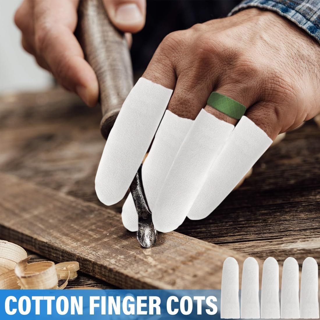 WeddHuis Lot de 50 Doigtiers Protège Doigt en Coton – Protection Doigt Main Respirante pour Pouce et Doigts, Idéal pour Eczéma des Mains et Arthrite