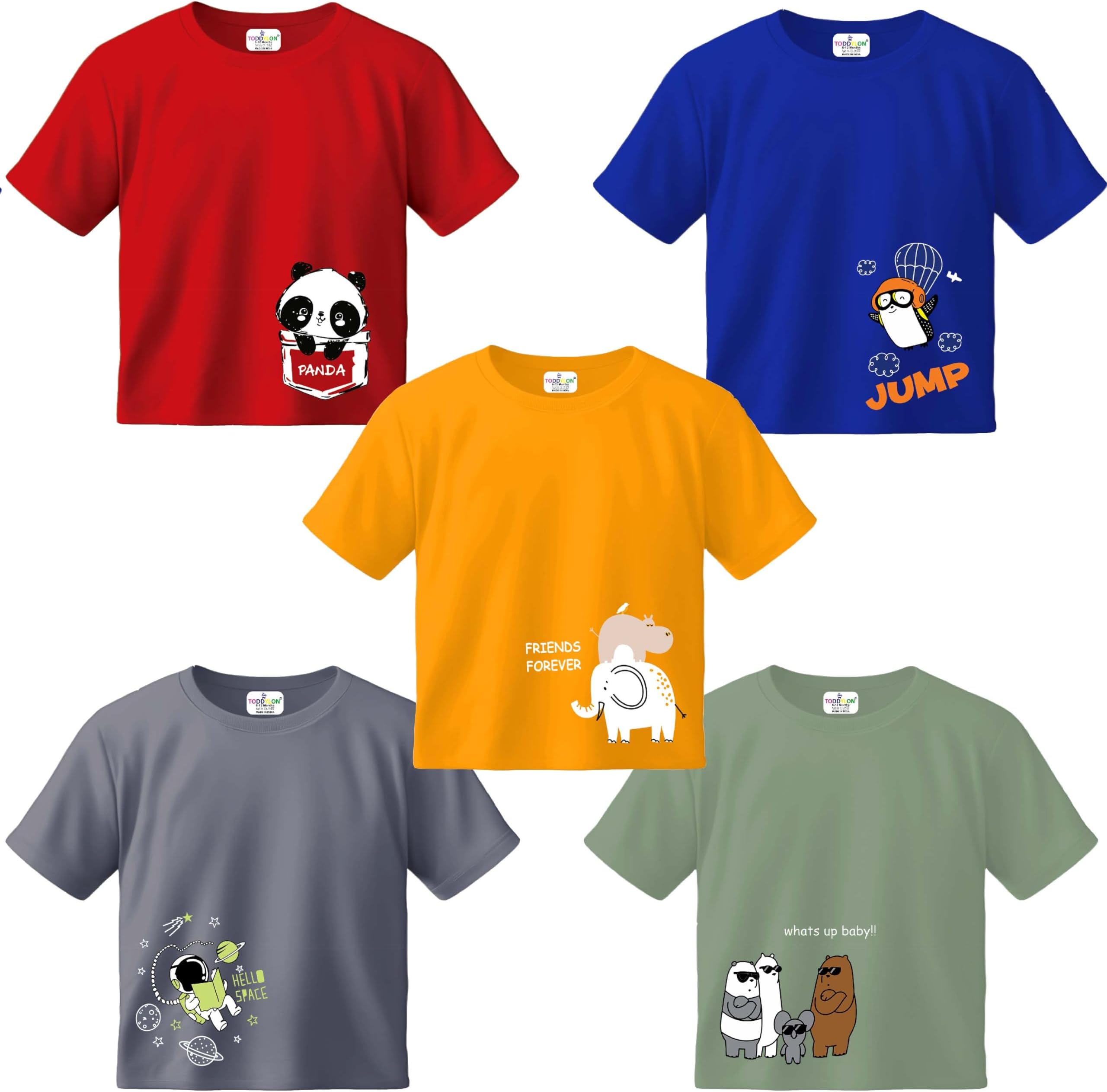 ToddylonBoy's and Girl's T Shirt Kids Short Sleeves Cotton T-Shirts | Printed Tees | Casual Tops