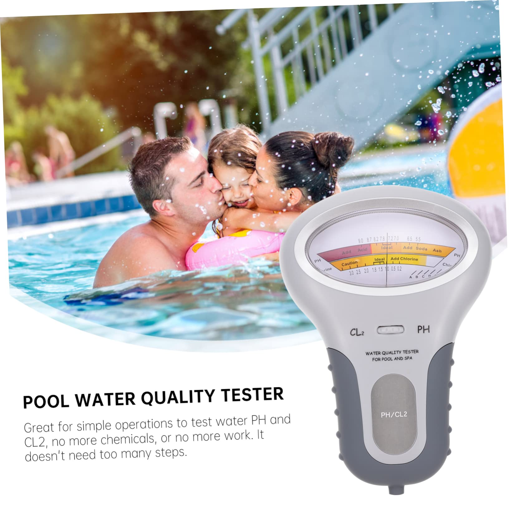 Lot De 4 Testeurs De Ph Pour Piscine En Abs Grand Écran Facile À Utiliser