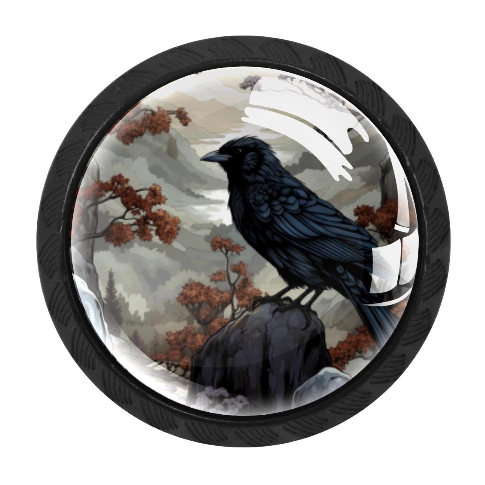 Chenzzzz Multicolored 13 4 Pieces Crow Drawer Knobs, 35Mm Black Kitchen Cabinet Knobs, Drawer Pulls And Knobs, Glass Cabinet Hardware Single Hole Knob For Cabinets And Drawers Round