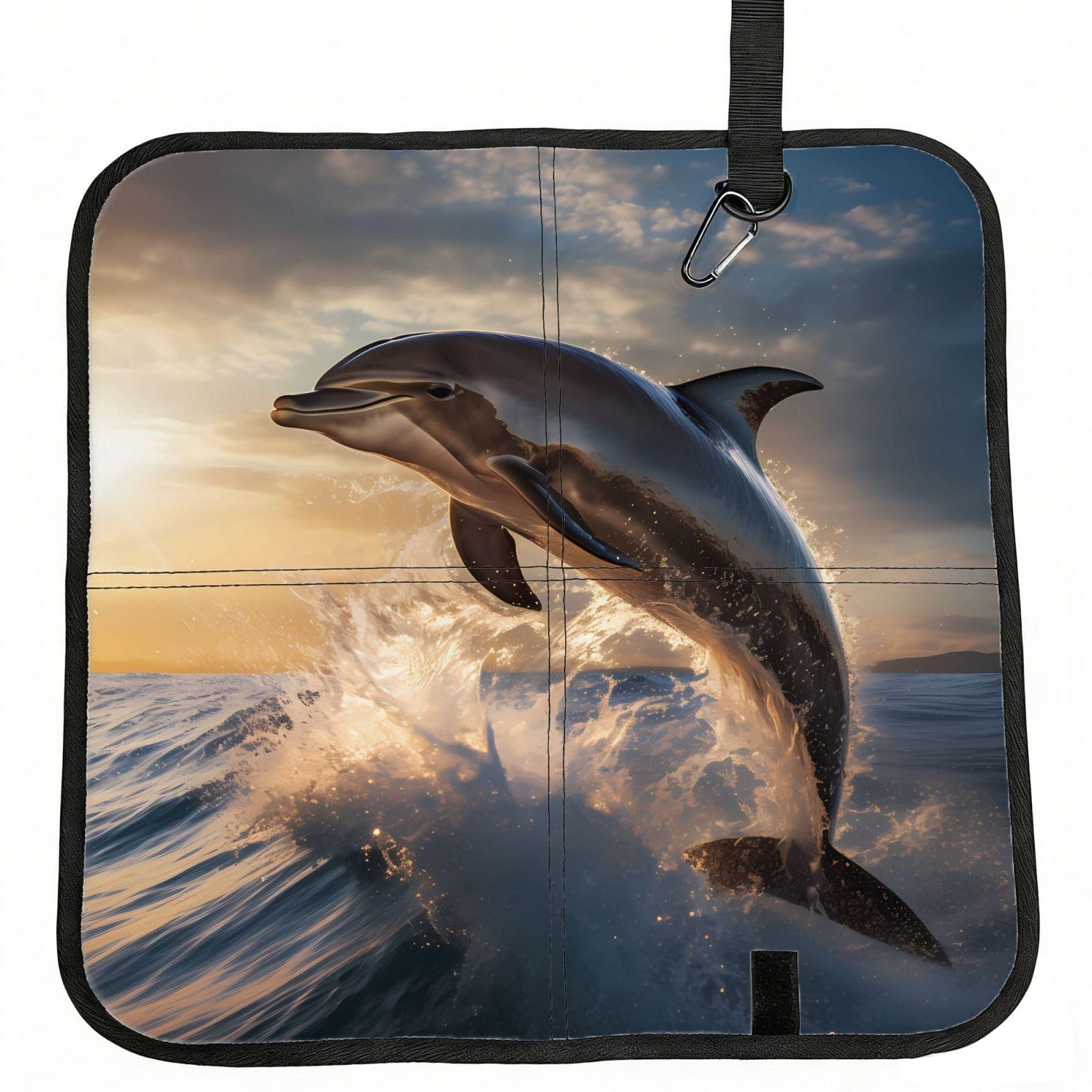 WBQLSL dolphins Foldable Seat Cushion - Portable Stadium Pad with Carabiner for Camping Hiking Picnic Beach