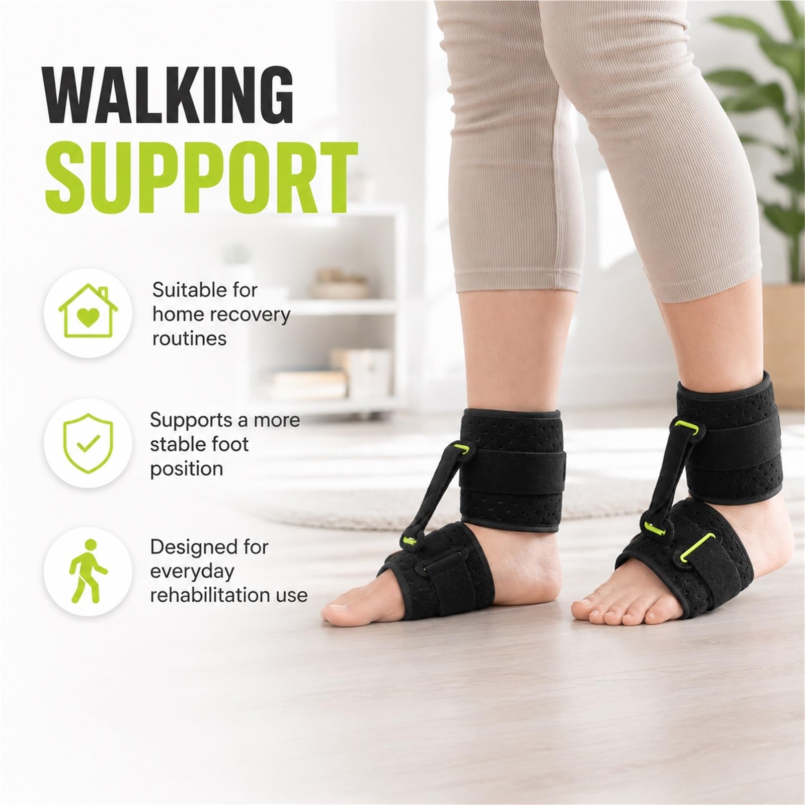 Supporto Caduta Piede AFO Tutore Caviglia Ortesi per Emiplegia Ictus Fascite Plantare Tendinite di Achille Regolabile Traspirante per Scarpe Stringate e Sandali(Nighttime Use)
