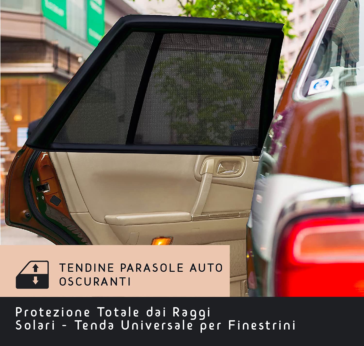 Tende Parasole Auto Per Bambini - 44x36cm, Nere, Con Ventosa, Universali Per Finestrini - Foto 2