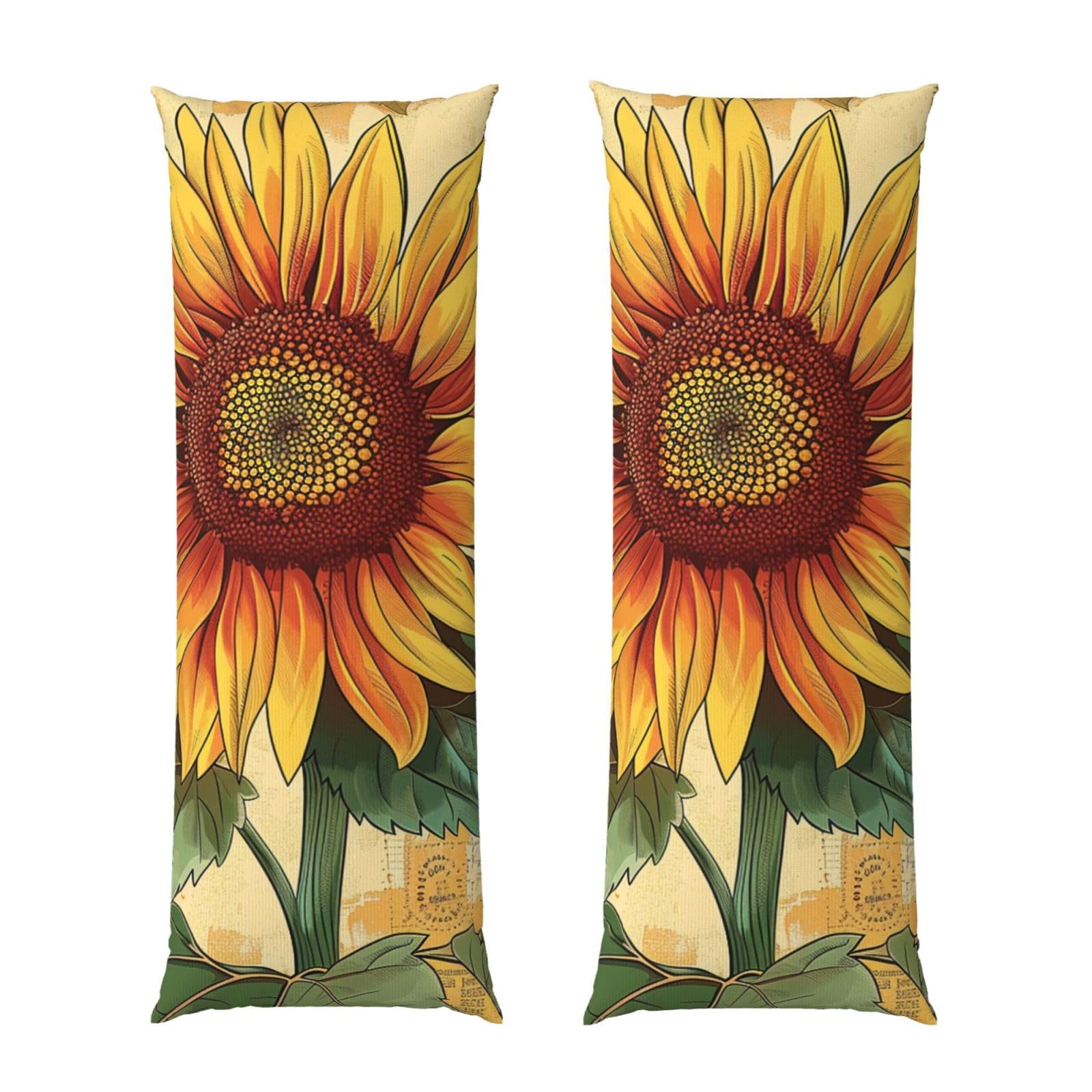 Body Pillow Cover 20x54 Inch, Retro sunflower Print Long Lumbar Pillow Case with Zipper Long Body Pillowcase Decorative for Bed Sofa Bedroom