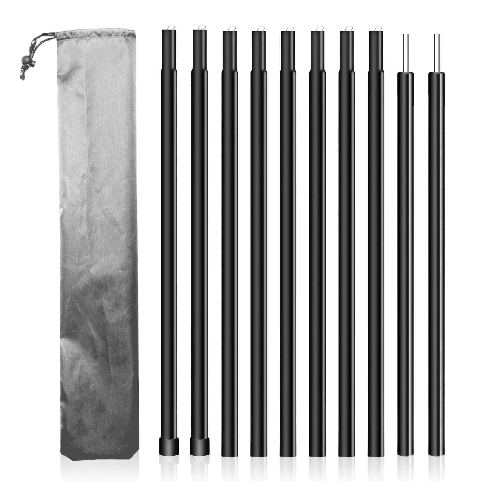 Juego de 2 barras telescópicas para tienda de campaña, toldo, lonas de camping, varillas ajustables de 80 – 190 cm, para camping con bolsa de almacenamiento, varillas de repuesto ajustables
