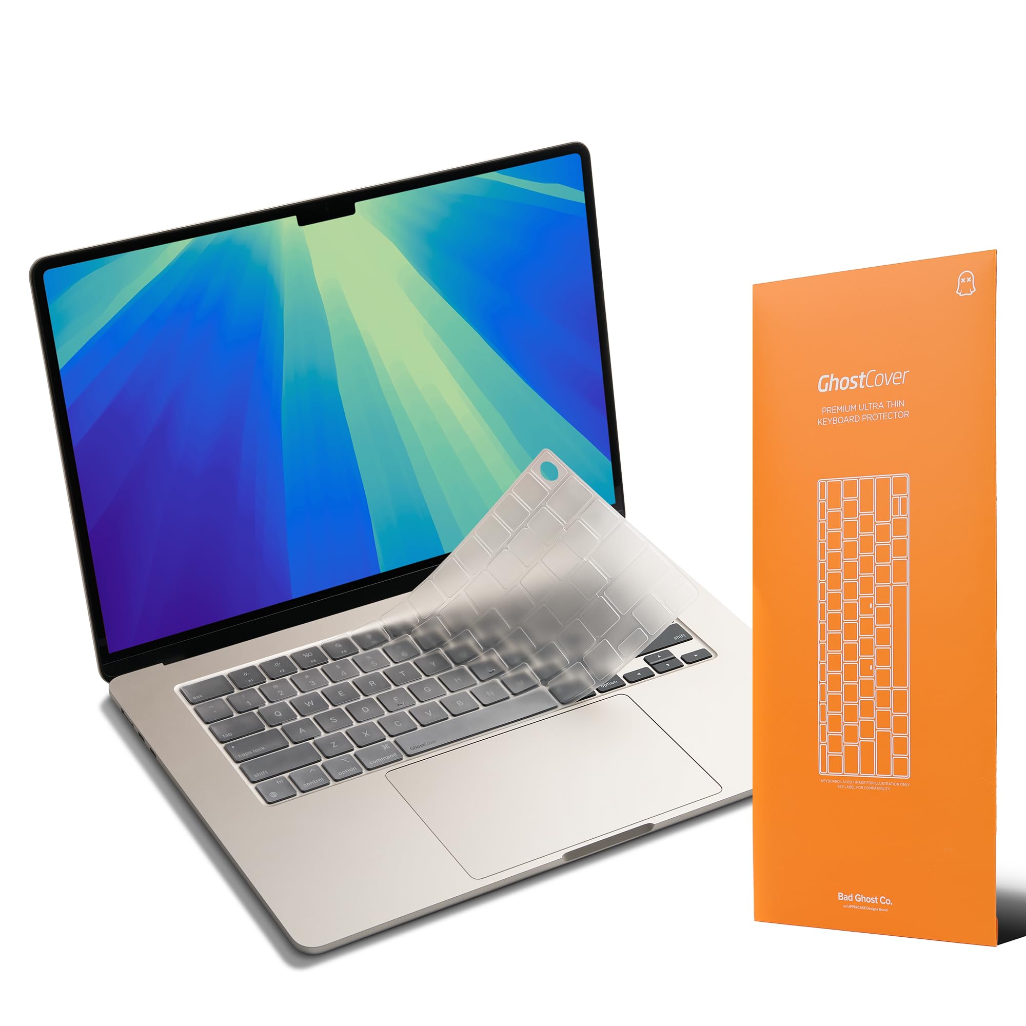 GhostCover FlexType Premium - Protector de teclado para escritura de alto rendimiento, compatible con MacBook Pro 14/16 MacBook Air 13/15 M5-M1 Pro/Max MacBook Neo Touch ID 2021-2026, teclado de la UE