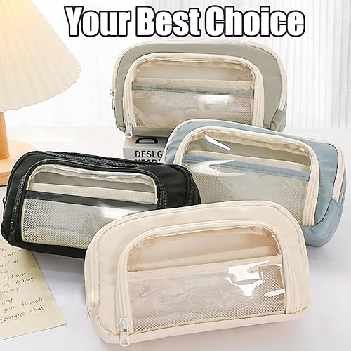 Miniatura 6 de GRIBULK Estuche para lápices de alta capacidad, transparente, grande, estuche para rotuladores, bolsa de arte estético, bolsa de almacenamiento con