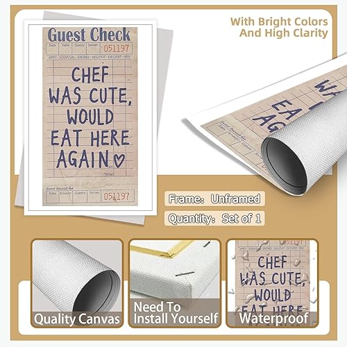 Miniatura 7 de Lienzo de cocina retro de moda para pared, póster de cheques de invitado, citas divertidas, arte de pared minimalista para habitación, impresiones