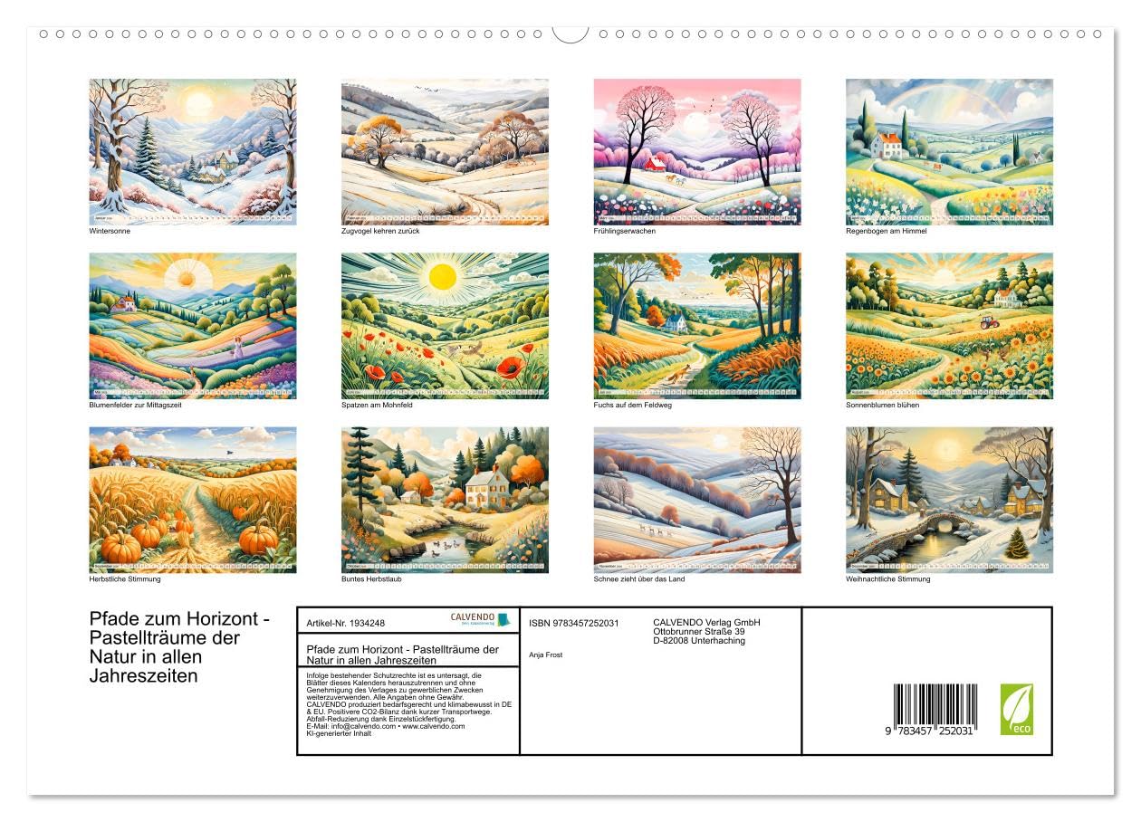 Pfade zum Horizont - Pastellträume der Natur in allen Jahreszeiten (hochwertiger Premium Wandkalender 2026 DIN A2 quer), Kunstdruck in Hochglanz: ... Wiesen und verborgene Wunder (CALVENDO Orte)