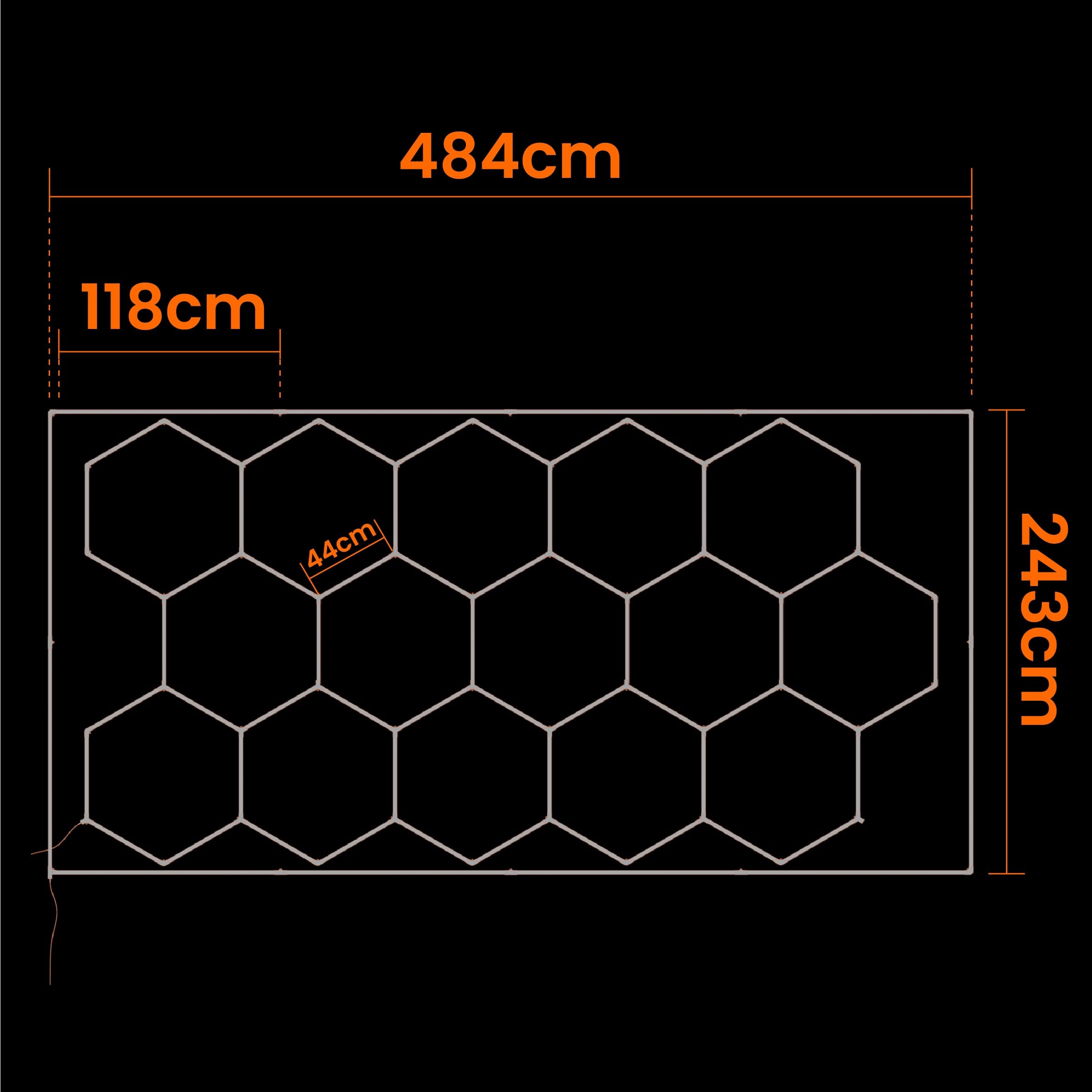 Garagenlampe Hexagon LED 484x243 cm – 15er Set Werkstattbeleuchtung 696W 6500K Kaltweiß – 115LM/W – IP54 – Flimmerfrei – CRI>90 – LED Panel Lichtsystem für Garage, Studio, Detailing, Büro