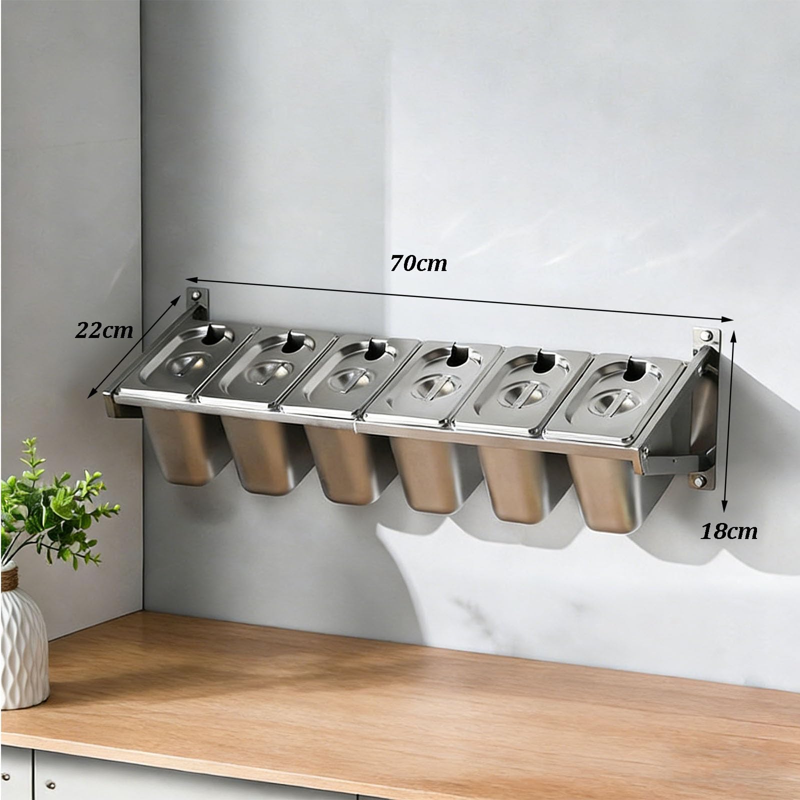 Distributore per condimenti da parete per pizza, con coperchio, design triangolare smussato, in acciaio inox, rimovibile, per salse, frutta, ingredienti