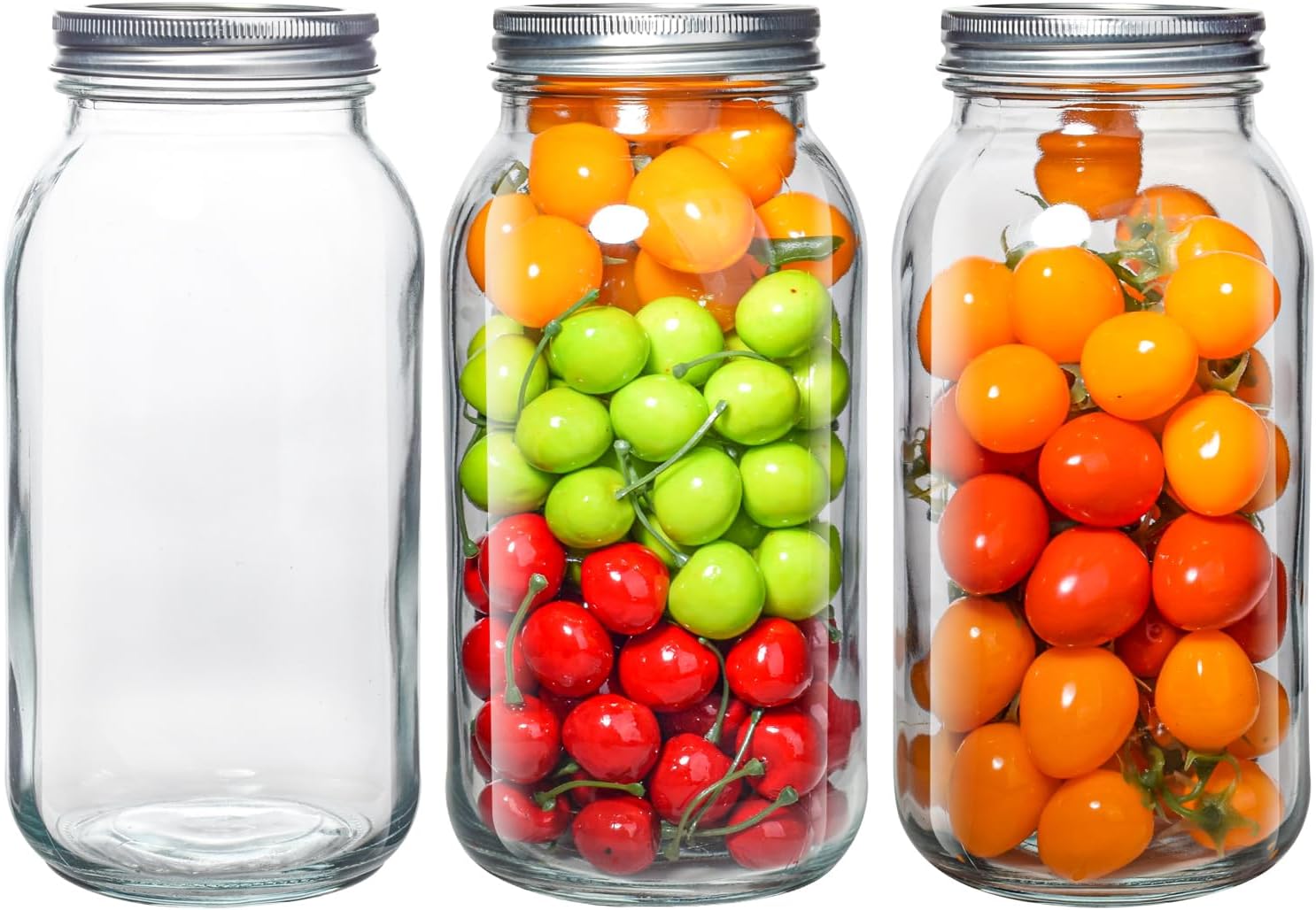 Amazon.com: SZUAH 3 Pack Large Mason Jars 64 oz Wide Mouth, Half Gallon ...