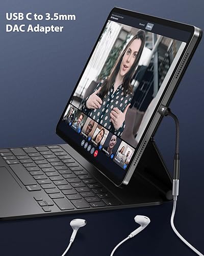 Vista 5 de Stouchi Adaptador de audio USB C a 0.138 in (2 paquetes) tipo C para auriculares tipo C, cable DAC de alta fidelidad para iPhone 17/16/15, Pixel
