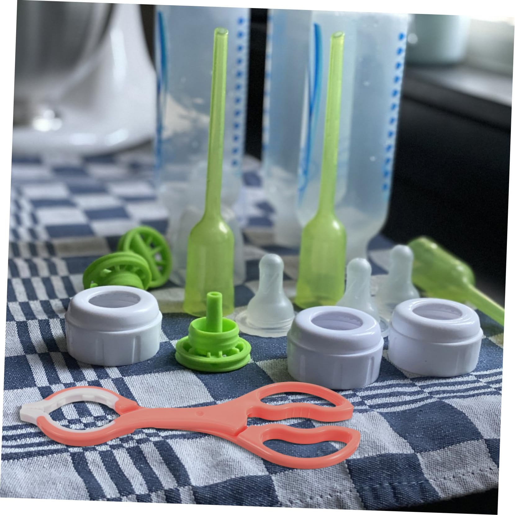 Pinces à Biberon Antidérapantes 2 Pièces en Pp Longue Poignée, Clips Multifonctions pour Bébé, Résistantes la Chaleur et Faciles à Nettoyer