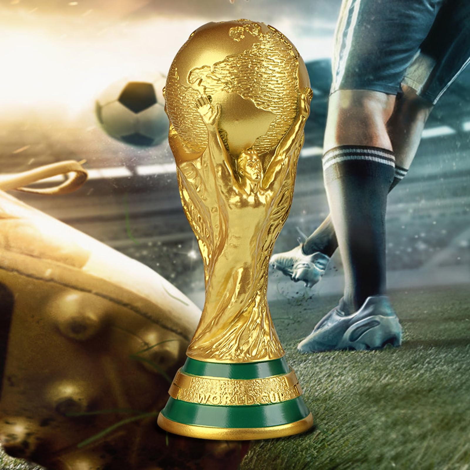 SpirWoRchlan Réplica Trofeo Copa del Mundo de Fútbol, Copa de Campeón de Resina para Aficionados, Recuerdo de Fútbol, Regalo Decorativo para Oficina, Bar, Fiesta