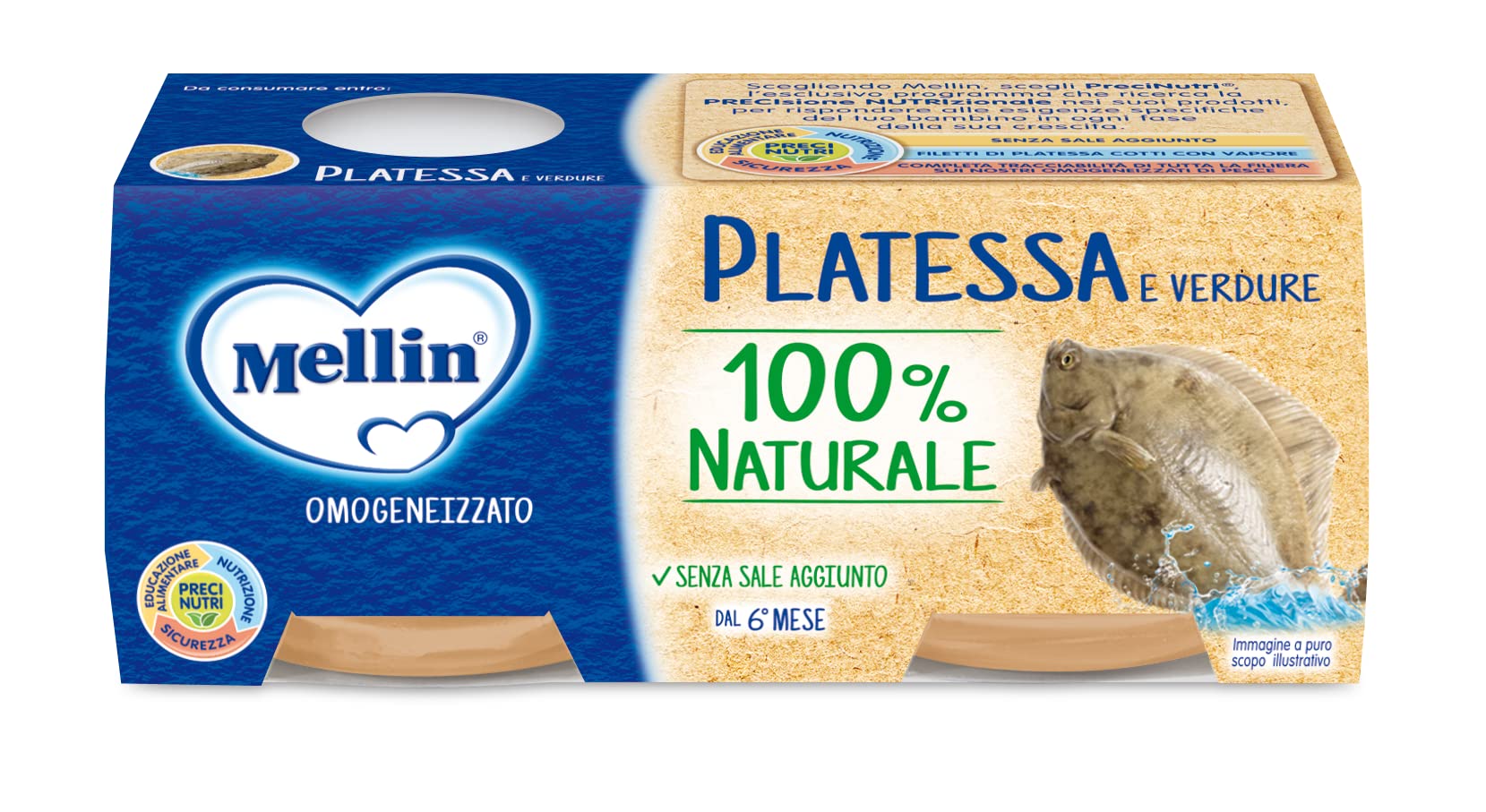 12 Omogeneizzati Pesce con Verdure, 100% Naturale, 8 x 80 g Platessa, 8 x 80 g Orata e 8x 80 g Spigola - 24 Vasetti x 80 g