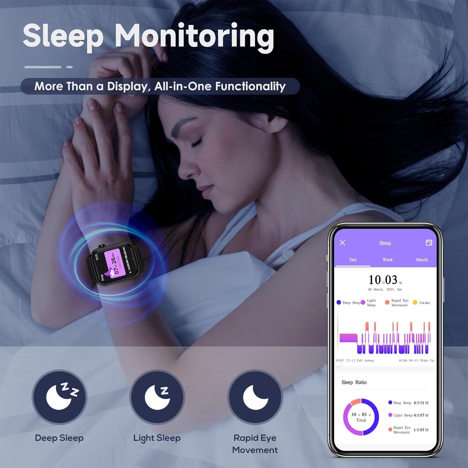 Smart Watches for Women Men, 1.83" HD Smartwatch with 120 Sports Modes, IP67 Waterproof, Bluetooth Call, Music Control, Heart Rate and Sleep Monitor (Black)