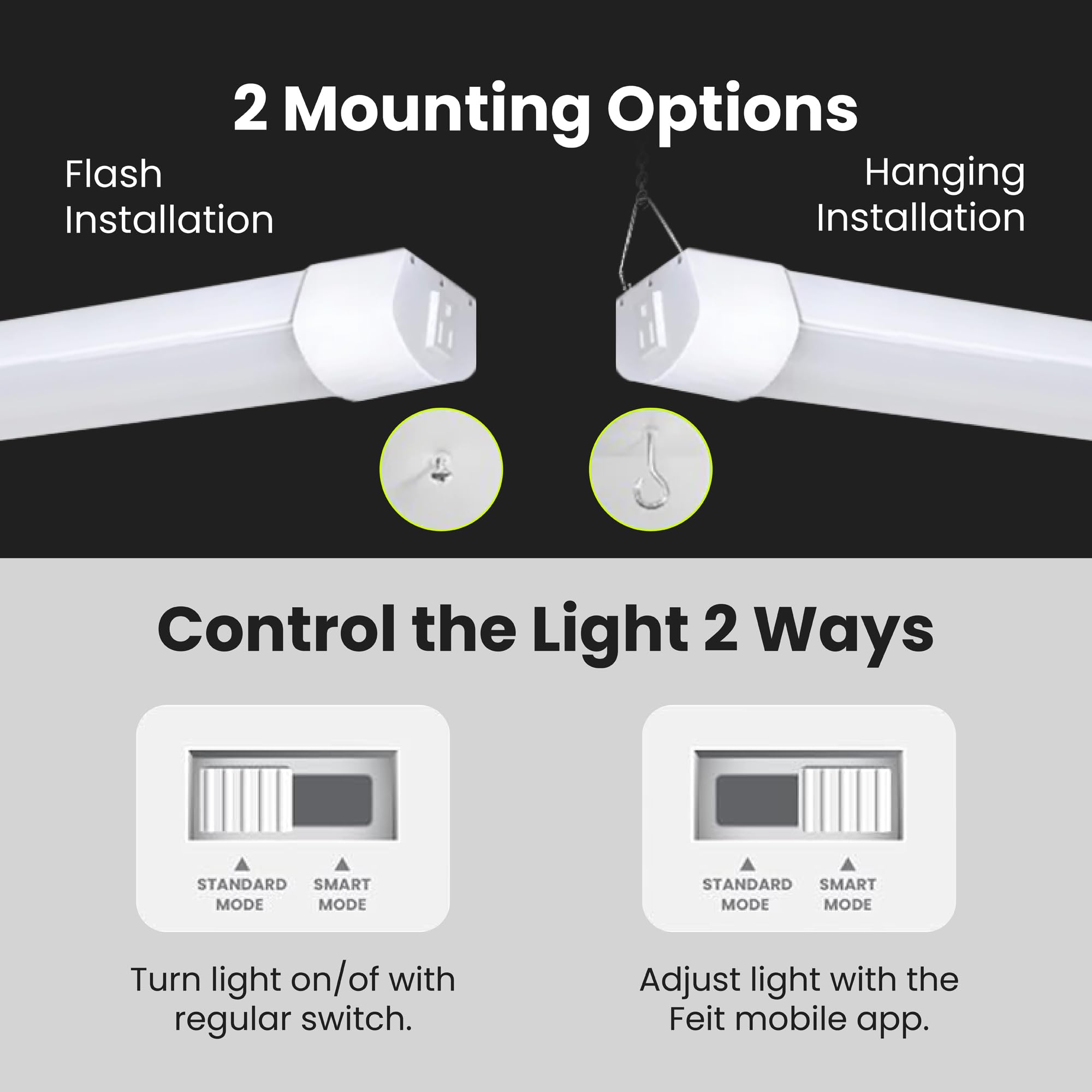Feit Electric 4 ft. Smart WiFi 105-Watt LED Shop Light, No Hub