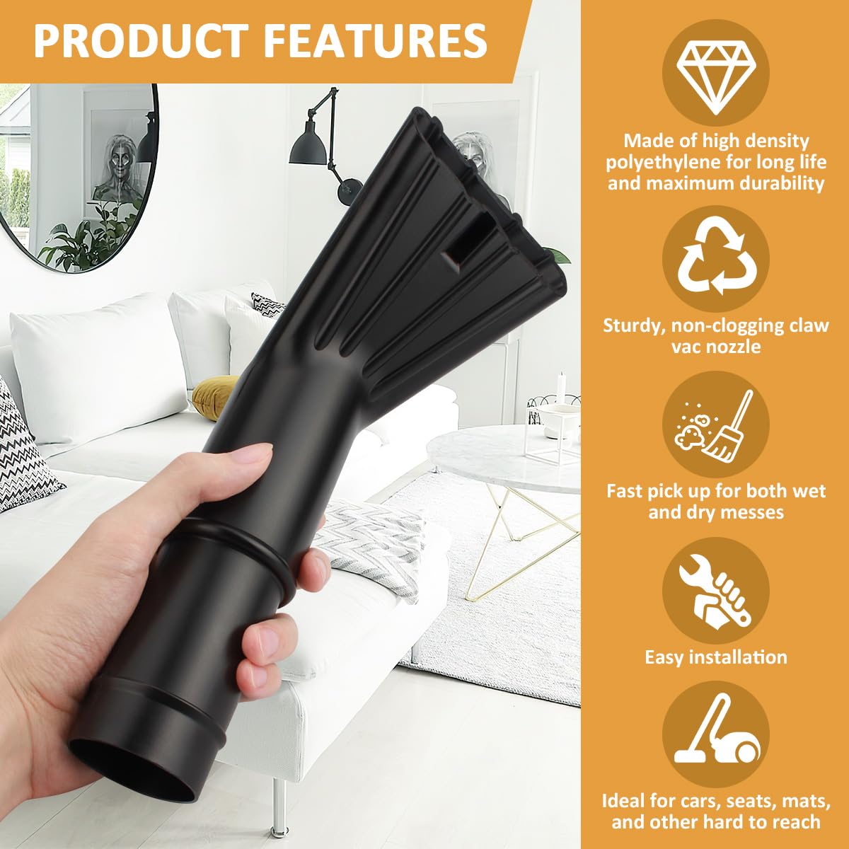 Xinxin buybuynice - Pinza de vacío para aspiradora Mr. Nozzle 2 x 12 Pulgadas, para Uso en seco o Mojado, para Coche, casa SCN2