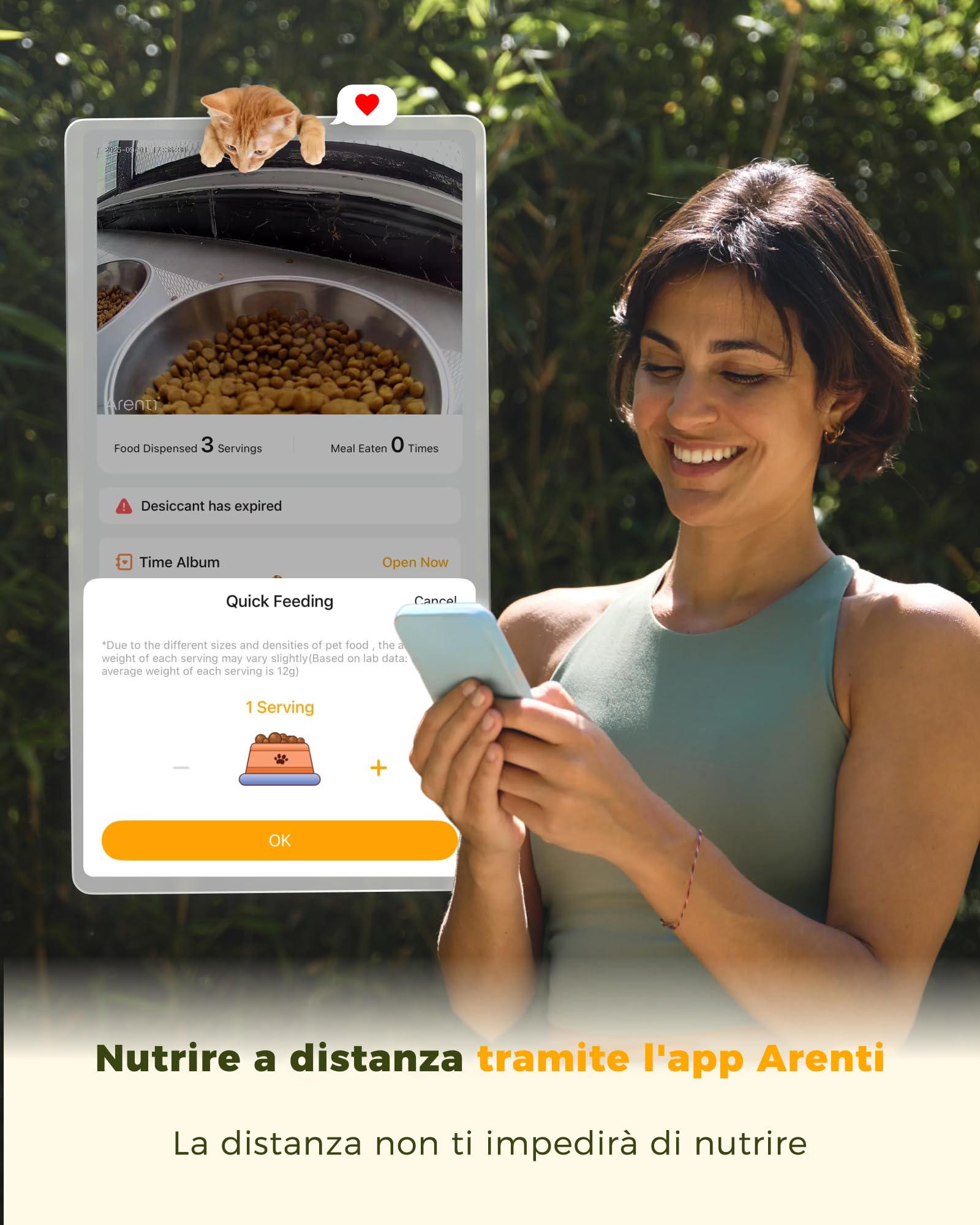 ARENTI Distributore Automatico Cibo per Gatti e Cani con Telecamera HD 2K/3MP,Fontanella per Gatti,WiFi 2.4G&5G,4.5L Dispenser Cibo Gatti/Cani con Audio Bidirezionale, Controllo APP