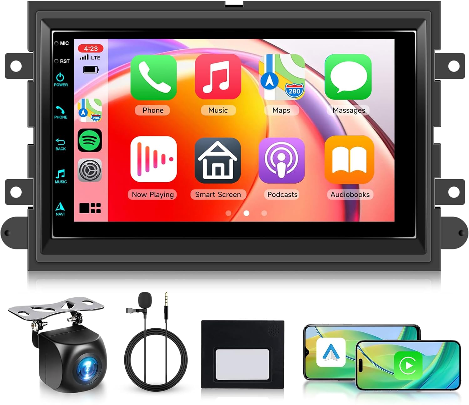 4 Core+64G Android 15 Car Radio Stereo for Ford F150 F250 F350 2004-2014, 7 inch Touch Screen Car Stereo Wireless CarPlay Andriod Auto, Bluetooth, GPS, SWC, 5G WiFi, FM, HD Backup Camera