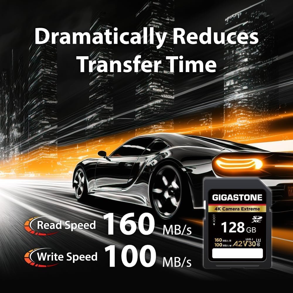 [5-Yrs Free Data Recovery] GIGASTONE 128GB SD Card 2-Pack, 4K Camera Extreme, A2 V30 U3 C10 SDXC Memory Card High Speed, Compatible with Canon Pentax Kodak Olympus Digital Camera