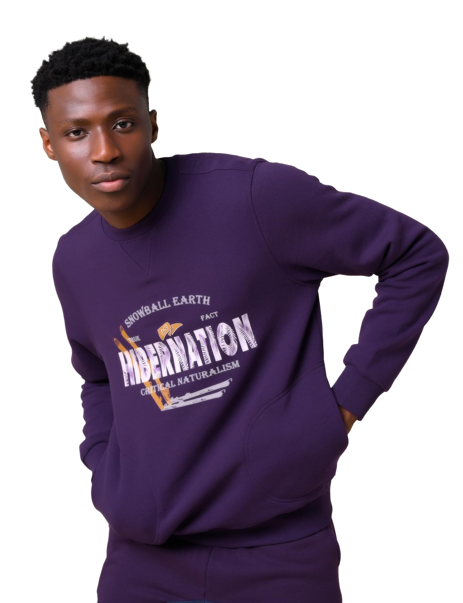 Enorsia Purple Cotton/Fleece Hibernation Sweatshirt for Men - Size M