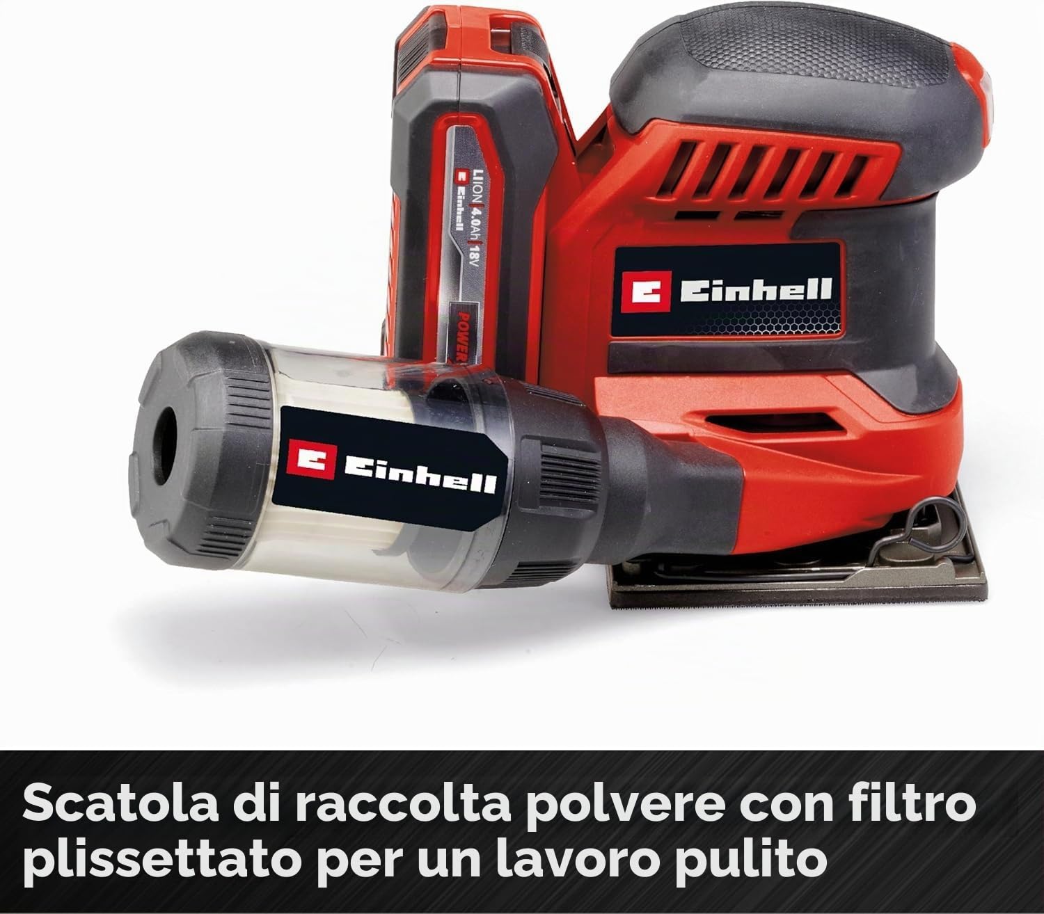 Einhell Levigatrice a batteria TE-OS 18/113 Li-Solo Power X-Change (18 V, levigatrice orbitale, circuito orbitale da 1,8 mm, incl. 2 x carta vetrata P120, senza batteria)