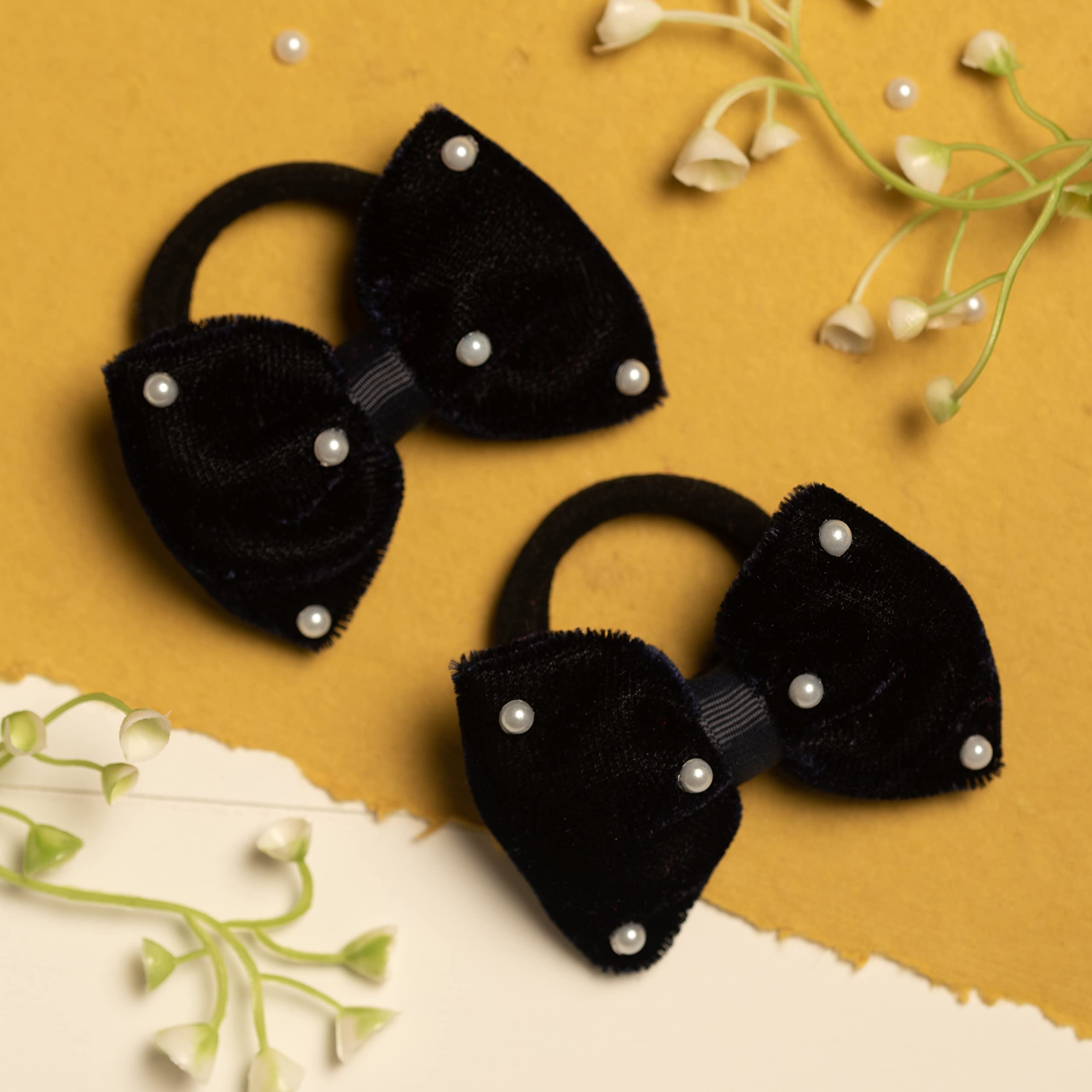 Ribbon Candy Cute Stylish Fancy Velvet Bow With Pearl Detailing Rubber Band For girls (Nevy Blue) (B0B5LH5CK4) Amazon Price History, Amazon Price Tracker