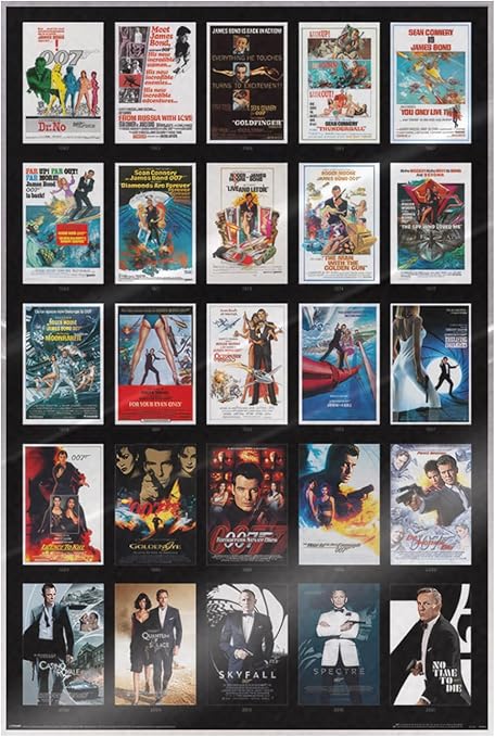 Nya James Bond-filmer för moderna publiker 7 71U James Bond - 007 - Movie Poster Checklist (25 Regular Desing Posters Montage) (Size: 24 x 36) (Laminated Poster)