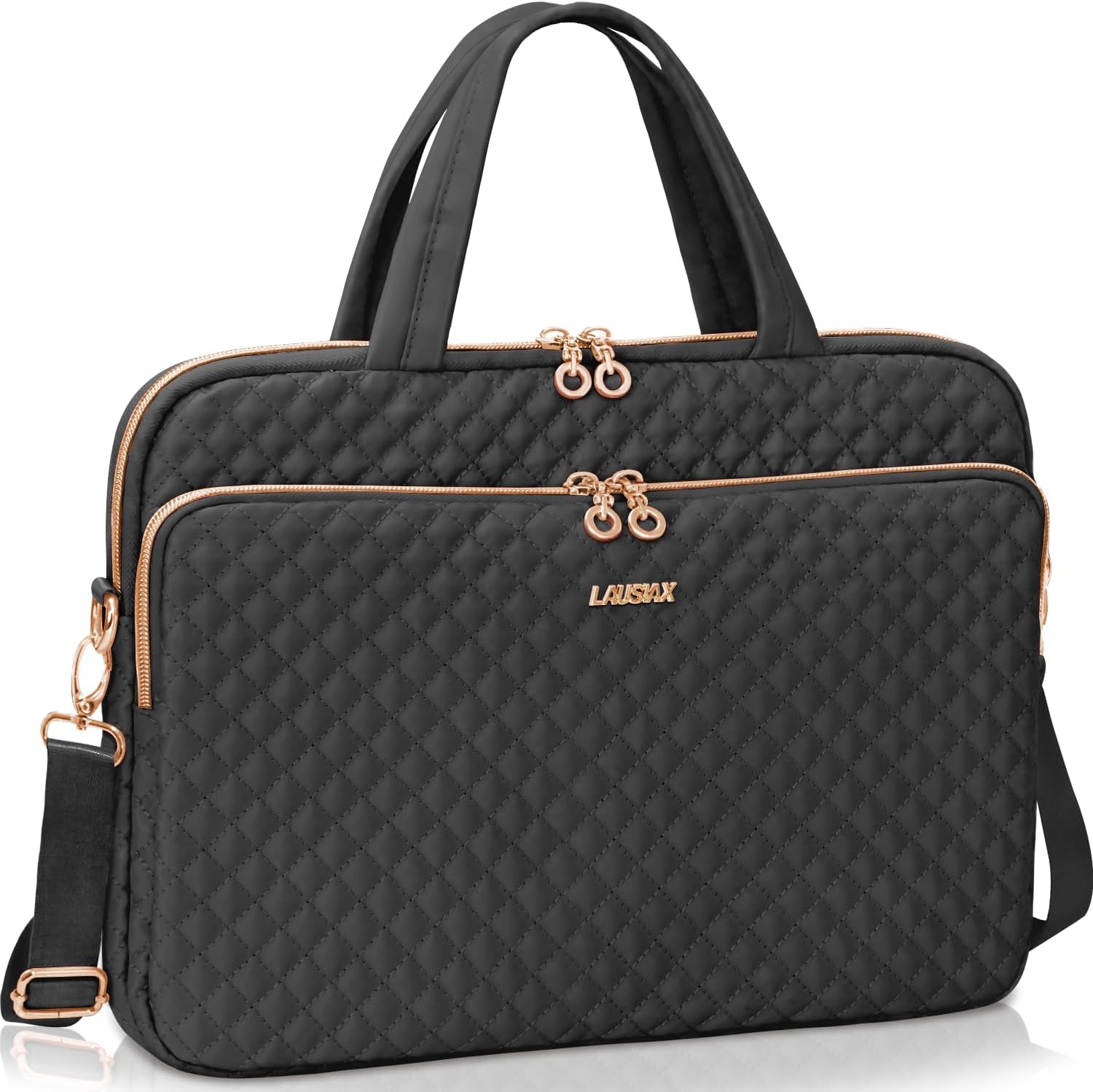 Laptop Bag Case 15.6 16 inch for Women Men Laptop Sleeve Briefcase Compatible with HP Envy Pavilion, Dell XPS Inspiron, ASUS VivoBook, Acer, Surface, Messenger Shoulder Bag with Handle, Black