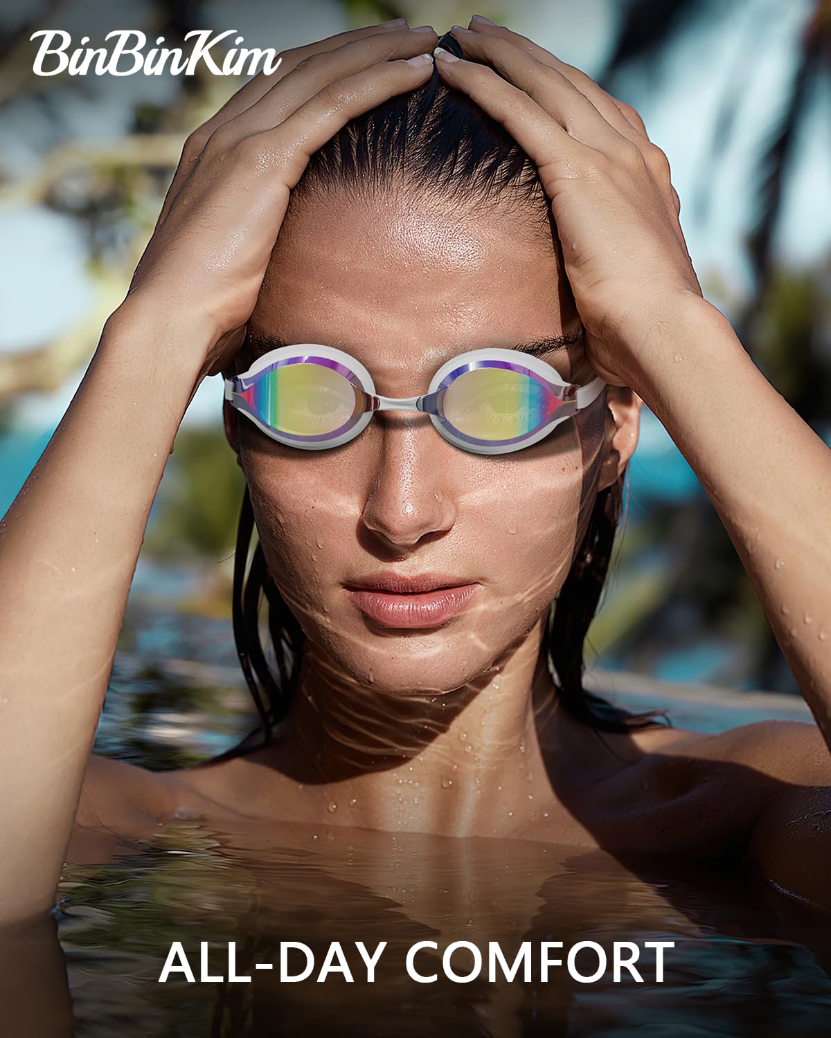 Renn-Schwimmbrille für Erwachsene und Jugendliche, 180° breite klare Sicht, Anti-Beschlag/UV, kein Auslaufen, Schwimmbrille für Männer und Frauen