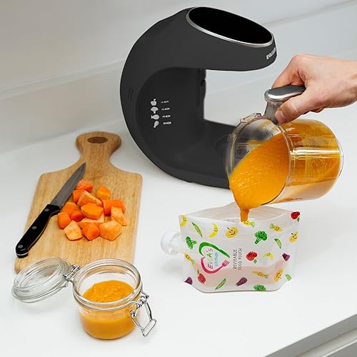 Miniatura 5 de EVLA'S Máquina de alimentos para bebés, procesador de alimentos, licuadora, molinillo, vaporizador para alimentos saludables y caseros con 6 bolsas