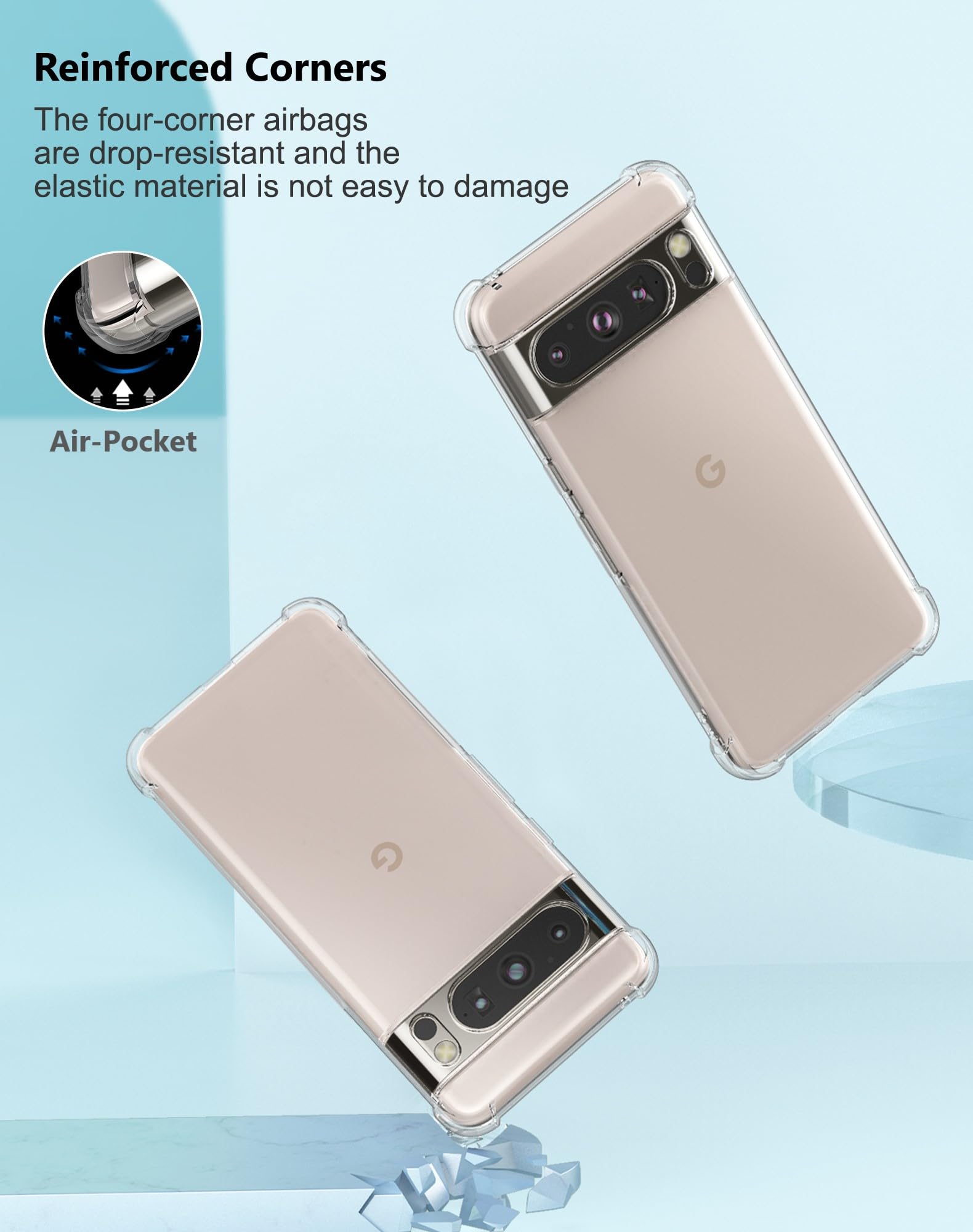 Custodia Magnetica Cresee Per Google Pixel 8 – Retro Rigido Trasparente + Bumper TPU Antiurto – Compatibile Con MagSafe