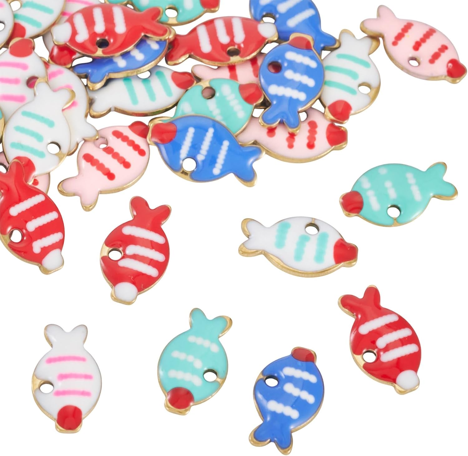 Craftdady 30Pcs Enamel Fish Charms Golden Ocean Fish Charm Colorful Stainless Steel Marine Life Sea Animals Charms for DIY Necklace Earrings Bracelets Crafts Jewelry Making, 6 Colors - Image 8