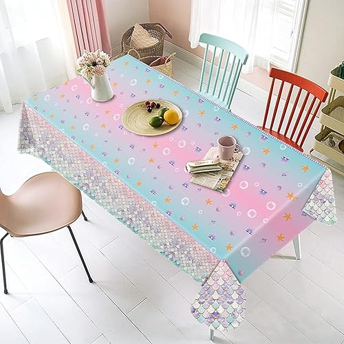 Miniatura 2 de 6 manteles de sirena con temática bajo el mar, decoraciones de fiesta de cumpleaños, desechables, de plástico, para niñas, princesa, baby shower,