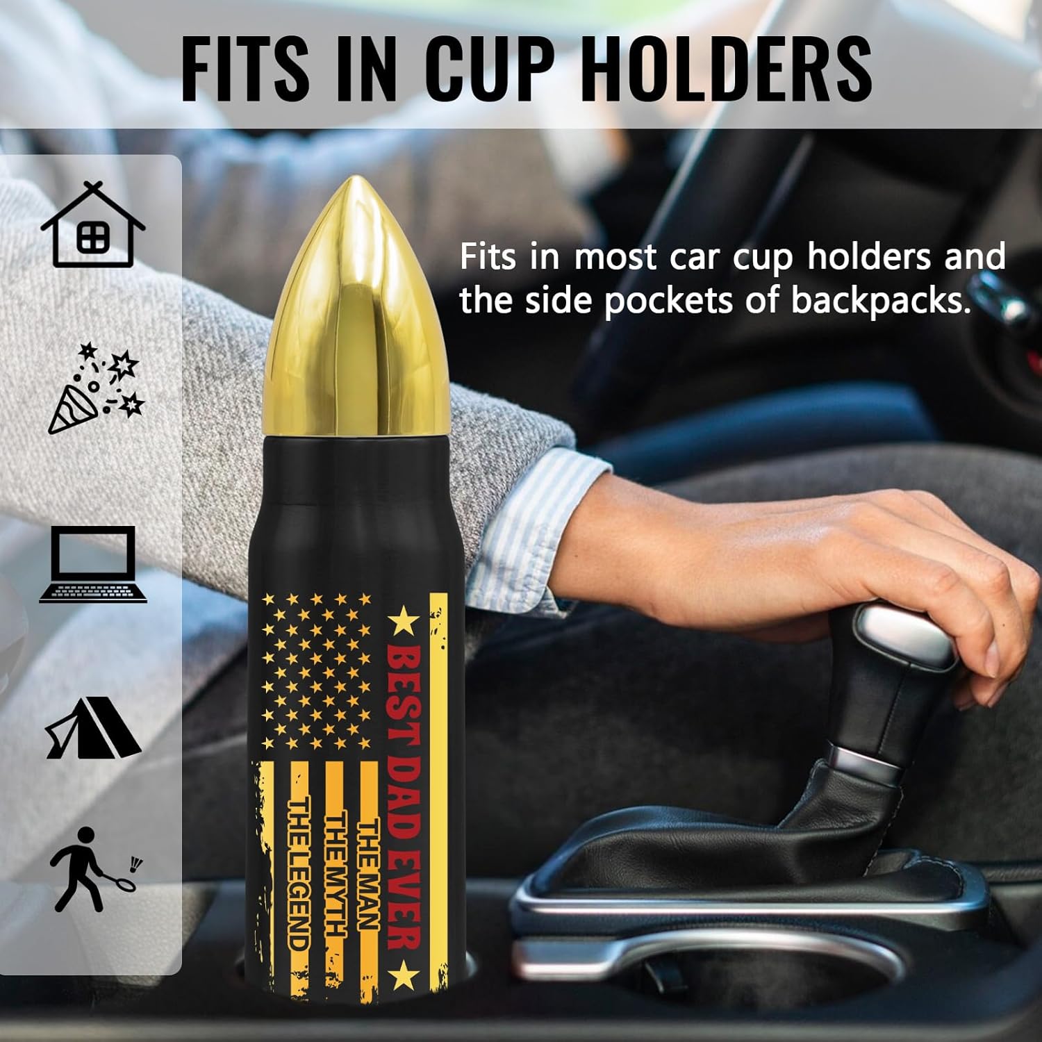 Gifts for Dad, 17 Oz Stainless Steel Dad Tumbler with Lid, Father Thanksgiving Christmas Birthday Gift, Present Idea for Daddy Veteran from Daughter Son Wife, New Daddy Gift, Black, 1 PCS - Image 5