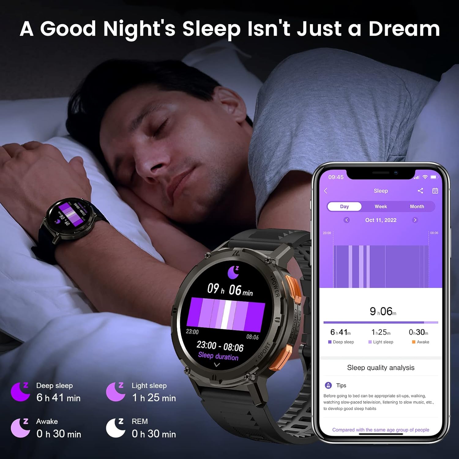 TESOFIT Smartwatch Uomo 1,43 AMOLED Display 60+Giorni Batteria,Orologio Smart Watch Uomo Chiamate e 70 Modalità Sport IP69 Impermeabile,24H Monitor del Sonno,Smartwatch Militare per Android iPhone